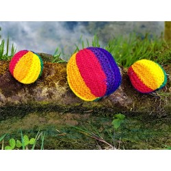 Knitted woollen rainbow ball