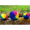 Knitted woollen rainbow ball